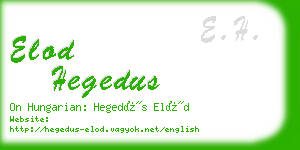 elod hegedus business card